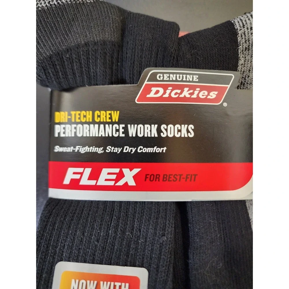 Dickies Size 12-15 Big and Tall Mens Dri Tech Crew Work Cushion Socks 6 Pairs